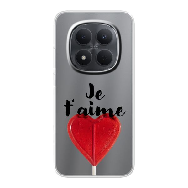 Funda Xiaomi Redmi Note 15 Pro (5G) flexible transparente con piruleta en forma de corazón - Je t'aime