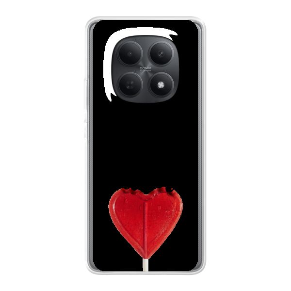 Funda Xiaomi Poco M8 flexible transparente con piruleta en forma de corazón - Je t'aime