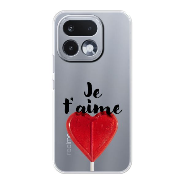 Transparant flexibel Realme 16 Pro hoesje met Hartvormige Lolly - Je t'aime