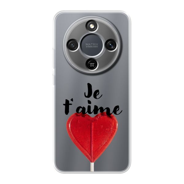 Transparant flexibel Honor Magic8 Lite hoesje met Hartvormige Lolly - Je t'aime