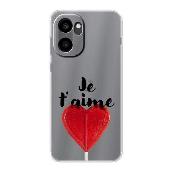Transparant flexibel OnePlus 15R hoesje met Hartvormige Lolly - Je t'aime