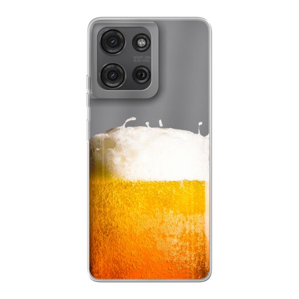 Funda Motorola Moto G75 flexible transparente con Cerveza Recién Tirada - Estampado de cerveza