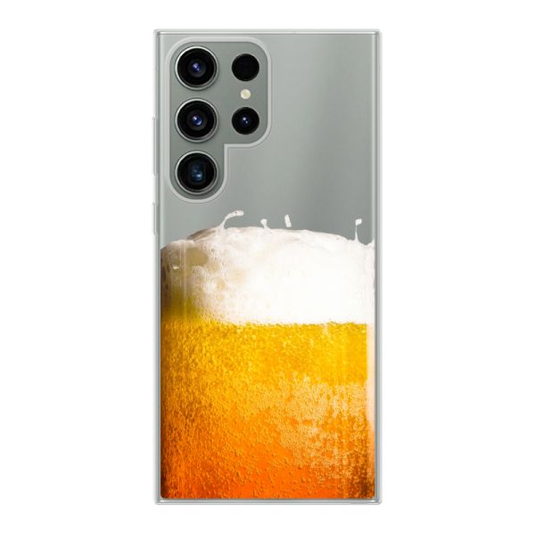Funda Samsung Galaxy S23 Ultra flexible transparente con Cerveza Recién Tirada - Estampado de cerveza