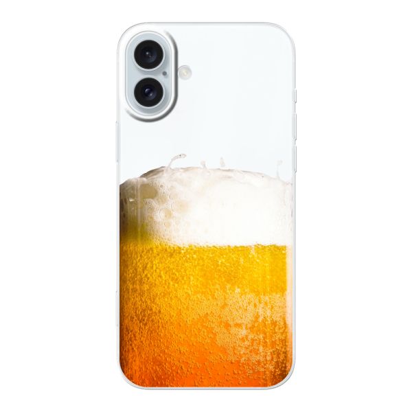 Funda iPhone 16 Plus flexible transparente con Cerveza Recién Tirada - Estampado de cerveza