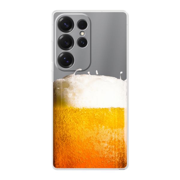 Funda Samsung Galaxy S25 Ultra flexible transparente con Cerveza Recién Tirada - Estampado de cerveza