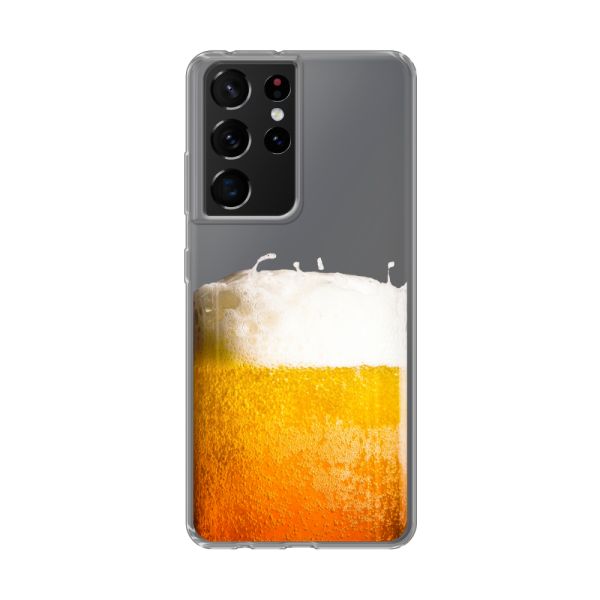Transparant flexibel Samsung Galaxy S21 Ultra 5G hoesje met Vers Getapt Biertje - Bierprint