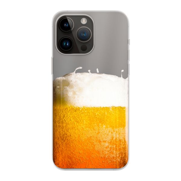 Funda iPhone 14 Pro Max flexible transparente con Cerveza Recién Tirada - Estampado de cerveza