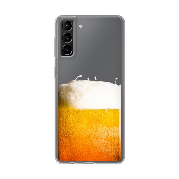 Transparant flexibel Samsung Galaxy S21 Plus 5G hoesje met Vers Getapt Biertje - Bierprint