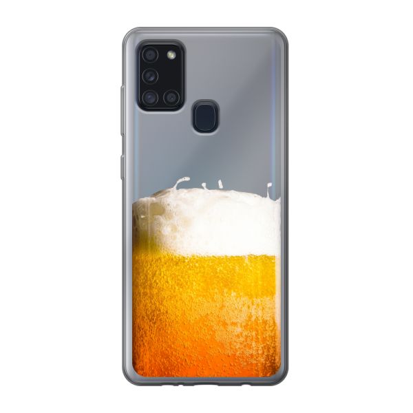 Transparant flexibel Samsung Galaxy A21s hoesje met Vers Getapt Biertje - Bierprint