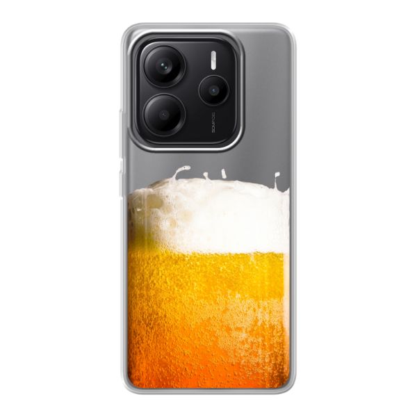 Funda Xiaomi Redmi Note 14 5G flexible transparente con Cerveza Recién Tirada - Estampado de cerveza