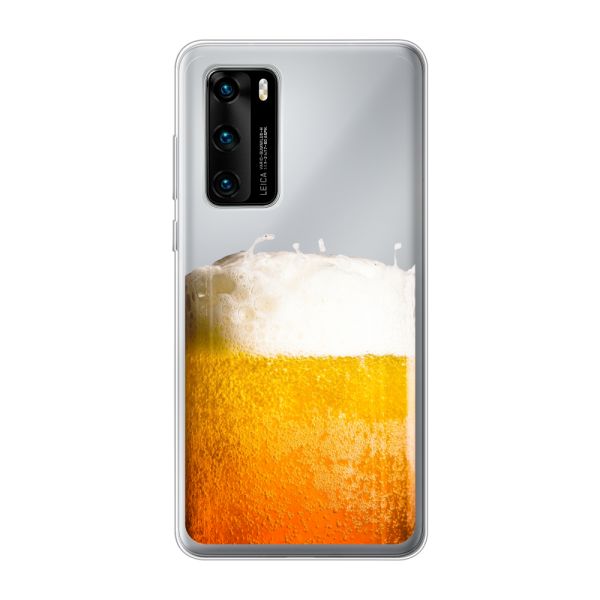 Transparant flexibel Huawei P40 hoesje met Vers Getapt Biertje - Bierprint