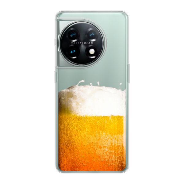 Funda OnePlus 11 flexible transparente con Cerveza Recién Tirada - Estampado de cerveza