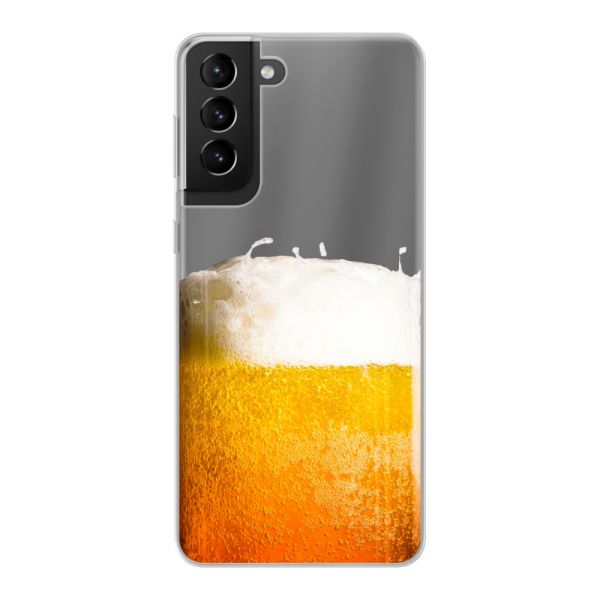 Funda Samsung Galaxy S21 5G flexible transparente con Cerveza Recién Tirada - Estampado de cerveza