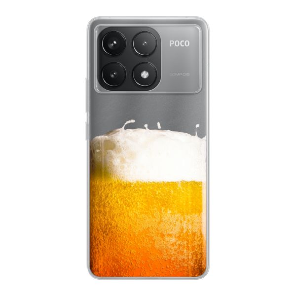Funda Xiaomi Poco F6 Pro flexible transparente con Cerveza Recién Tirada - Estampado de cerveza
