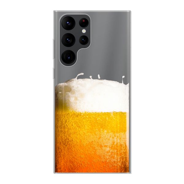 Funda Samsung Galaxy S22 Ultra flexible transparente con Cerveza Recién Tirada - Estampado de cerveza