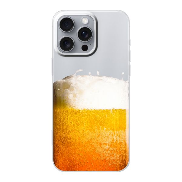 Funda iPhone 16 Pro Max flexible transparente con Cerveza Recién Tirada - Estampado de cerveza