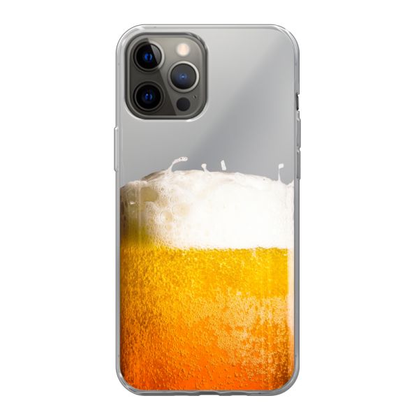 Funda iPhone 12 Pro Max flexible transparente con Cerveza Recién Tirada - Estampado de cerveza
