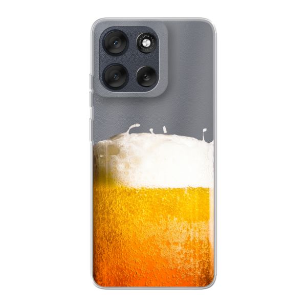 Funda Motorola Moto G56 flexible transparente con Cerveza Recién Tirada - Estampado de cerveza