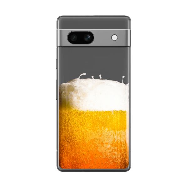Funda Google Pixel 7a flexible transparente con Cerveza Recién Tirada - Estampado de cerveza