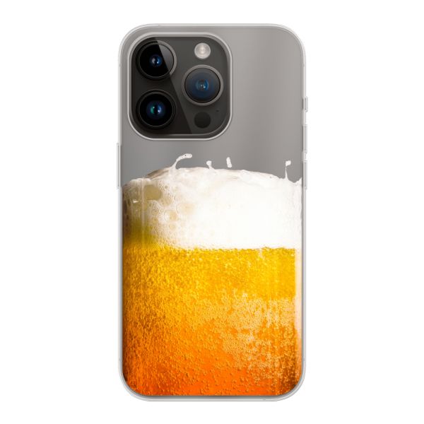 Funda iPhone 14 Pro flexible transparente con Cerveza Recién Tirada - Estampado de cerveza
