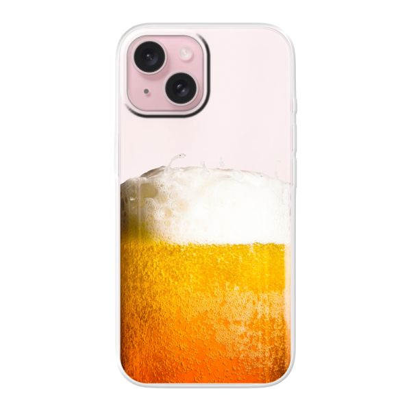 Funda iPhone 15 flexible transparente con Cerveza Recién Tirada - Estampado de cerveza