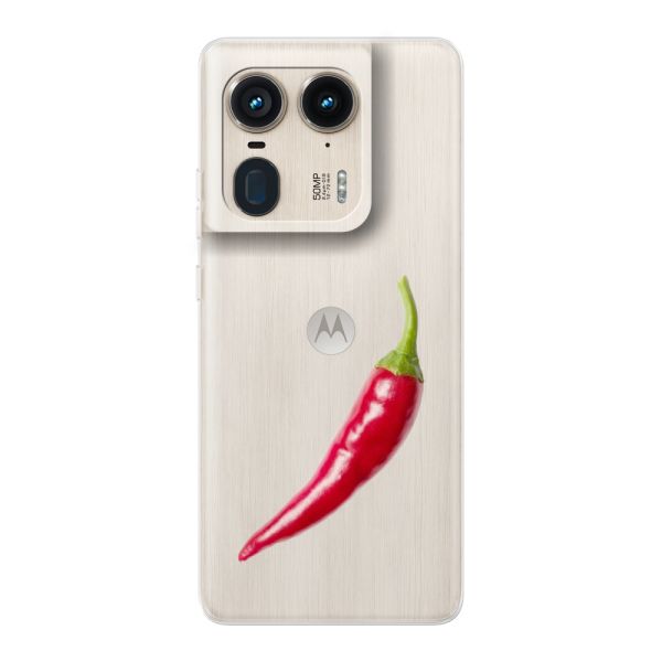 Transparant flexibel Motorola Moto X50 Ultra hoesje met Rode Peper - Pittig Design