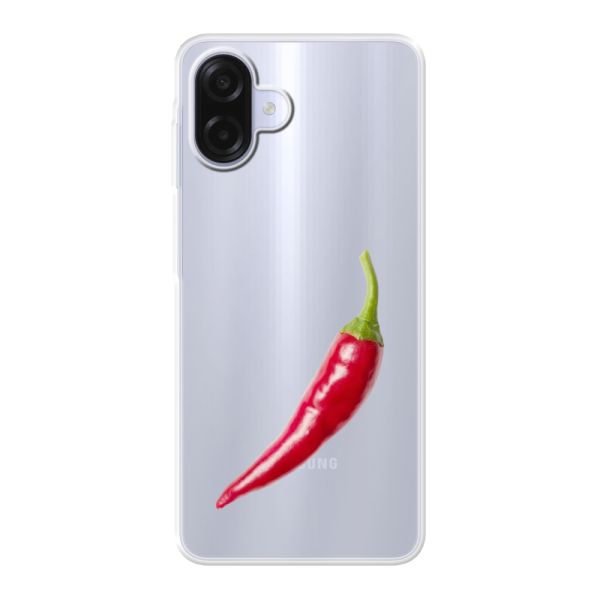 Transparant flexibel Samsung Galaxy A07 hoesje met Rode Peper - Pittig Design