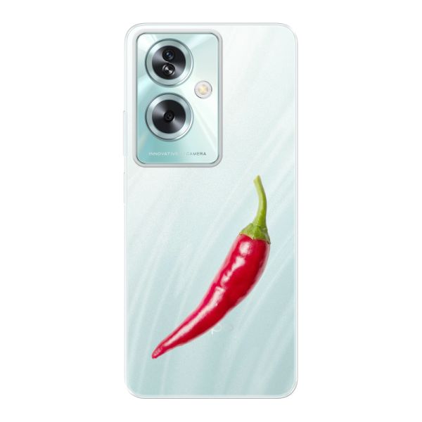 Transparant flexibel Oppo A79 hoesje met Rode Peper - Pittig Design