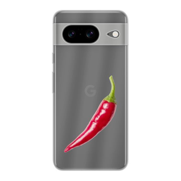 Funda Google Pixel 8 flexible transparente con guindilla roja - Diseño picante