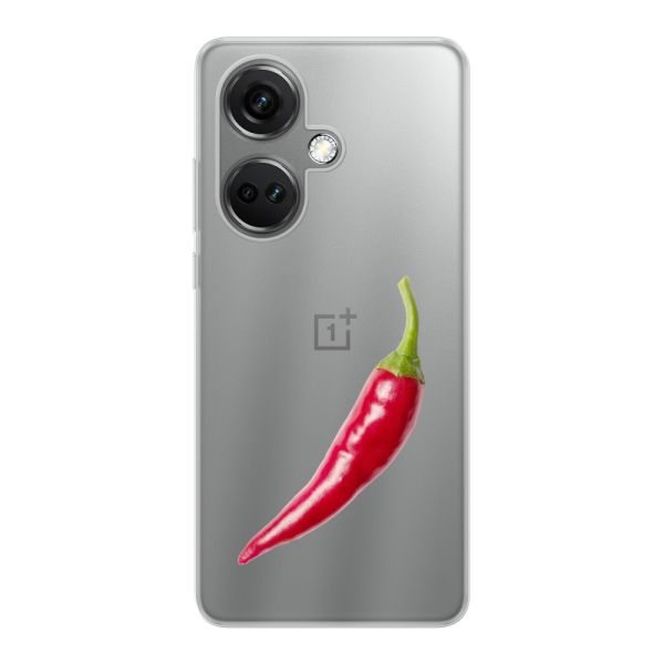 Transparant flexibel OnePlus Nord CE 3 (5G) hoesje met Rode Peper - Pittig Design