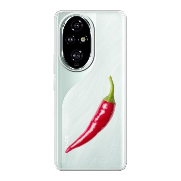 Transparant flexibel Honor 200 Pro hoesje met Rode Peper - Pittig Design