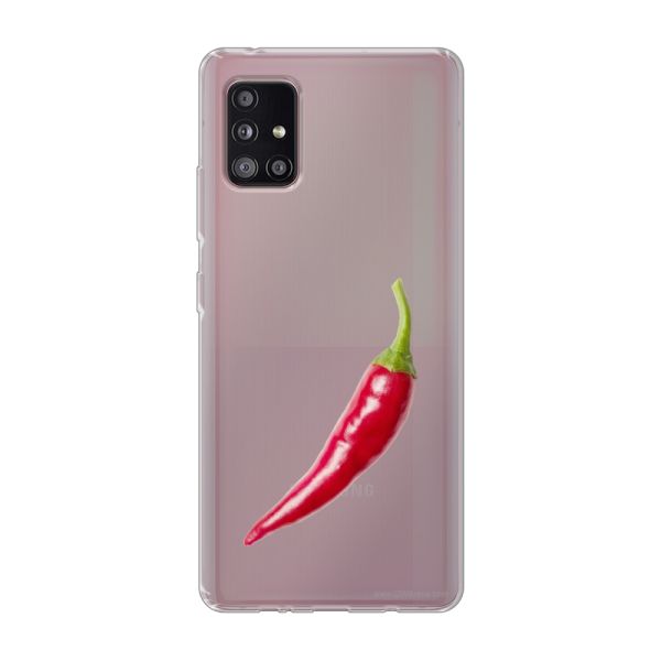 Transparant flexibel Samsung Galaxy A51 5G hoesje met Rode Peper - Pittig Design