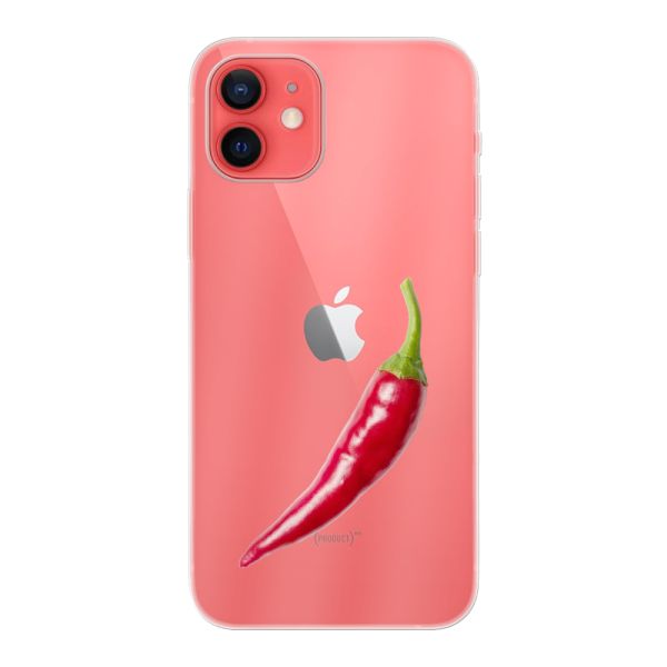 Transparente flexible iPhone 12 Hülle mit roter Chili - Scharfes Design