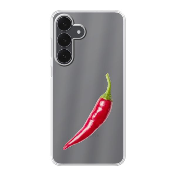 Funda Samsung Galaxy S25 FE flexible transparente con guindilla roja - Diseño picante