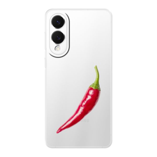 Funda Samsung Galaxy S25 Edge flexible transparente con guindilla roja - Diseño picante