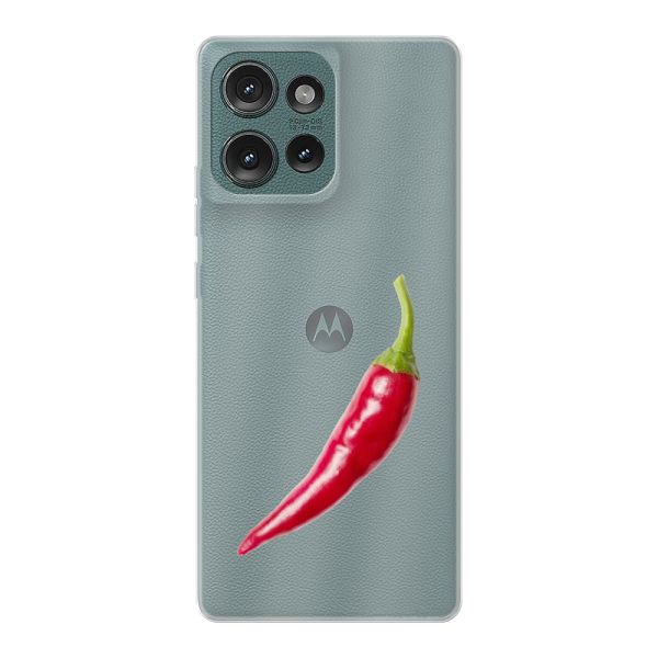 Transparant flexibel Motorola Edge 50 hoesje met Rode Peper - Pittig Design