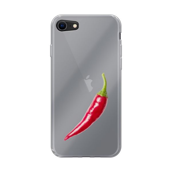 Transparant flexibel iPhone SE (2020 & 2022) hoesje met Rode Peper - Pittig Design