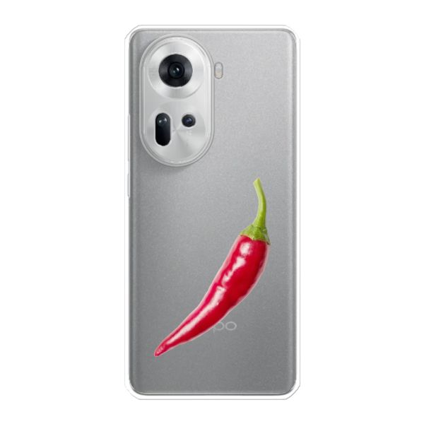 Funda Oppo Reno11 flexible transparente con guindilla roja - Diseño picante