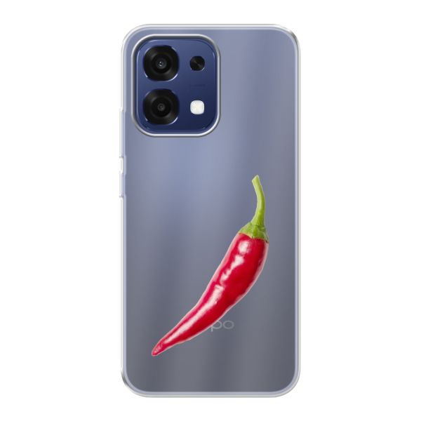 Transparant flexibel Oppo A6 Pro 4G hoesje met Rode Peper - Pittig Design