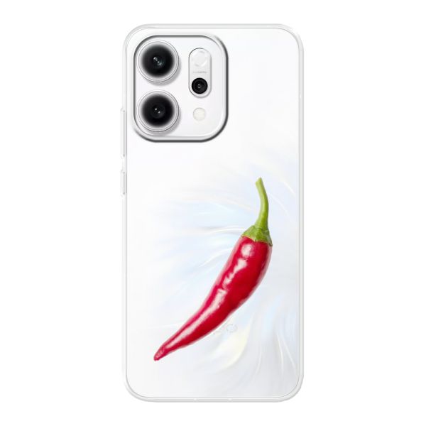Funda Oppo Reno14 Pro flexible transparente con guindilla roja - Diseño picante