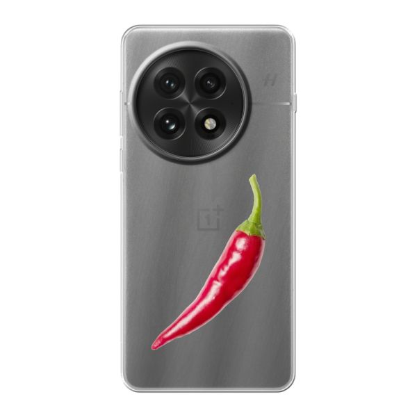 Funda OnePlus 13 flexible transparente con guindilla roja - Diseño picante