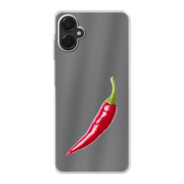 Transparant flexibel Samsung Galaxy A06 5G hoesje met Rode Peper - Pittig Design