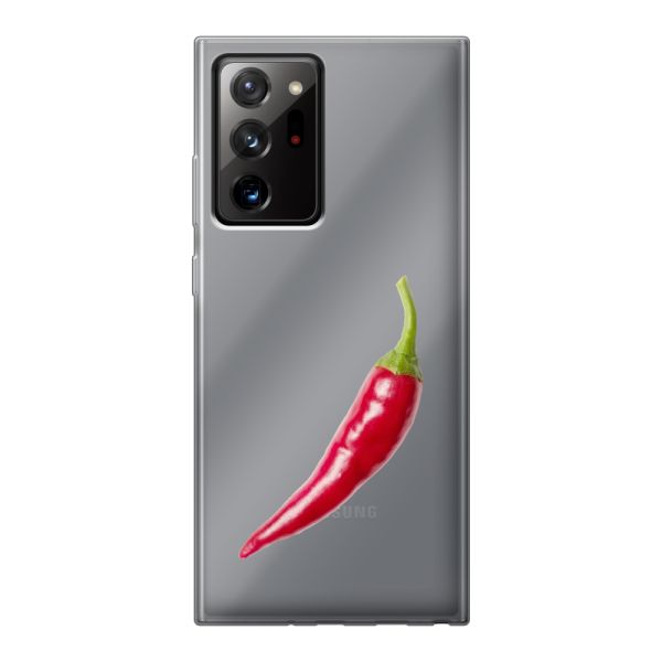 Transparant flexibel Samsung Galaxy Note 20 Ultra hoesje met Rode Peper - Pittig Design