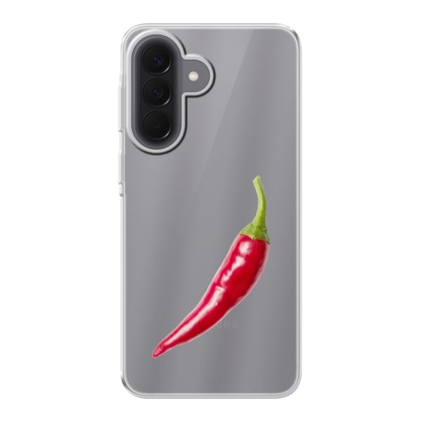 Funda Samsung Galaxy A57 flexible transparente con guindilla roja - Diseño picante