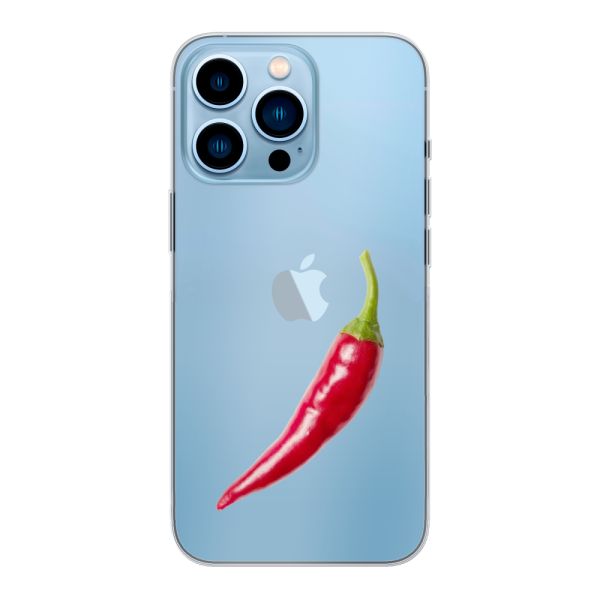 Transparente flexible iPhone 13 Pro Max Hülle mit roter Chili - Scharfes Design
