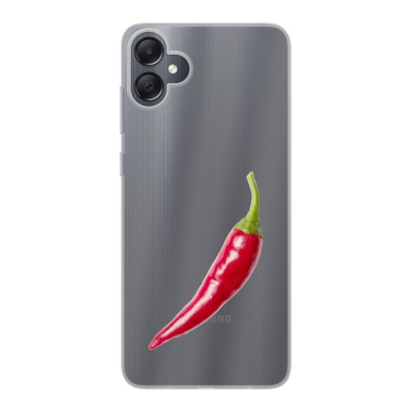 Transparant flexibel Samsung Galaxy A05 hoesje met Rode Peper - Pittig Design