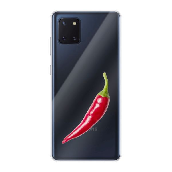 Transparant flexibel Samsung Galaxy Note 10 Lite hoesje met Rode Peper - Pittig Design