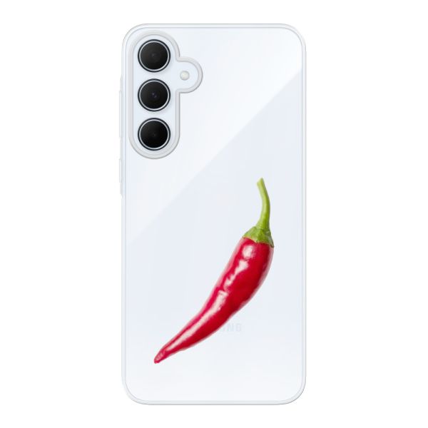 Funda Samsung Galaxy A35 flexible transparente con guindilla roja - Diseño picante