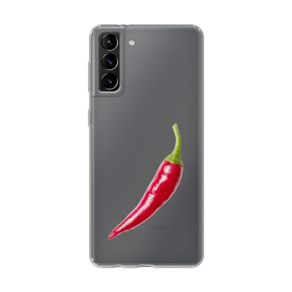 Transparant flexibel Samsung Galaxy S21 Plus 5G hoesje met Rode Peper - Pittig Design