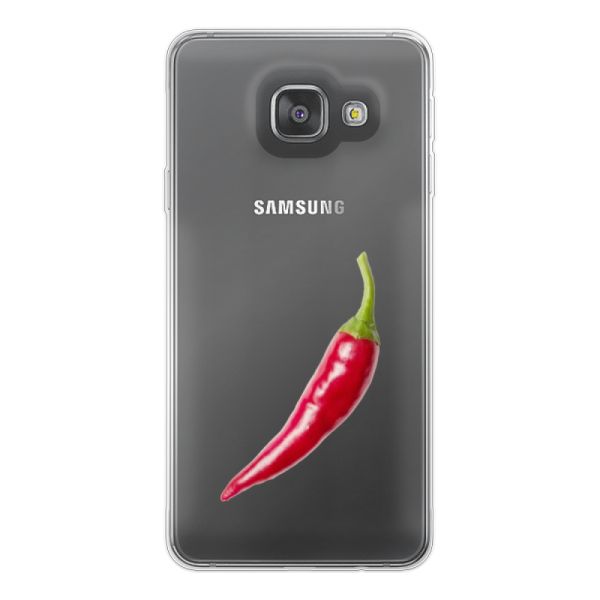 Transparant flexibel Samsung Galaxy A3 (2016) hoesje met Rode Peper - Pittig Design